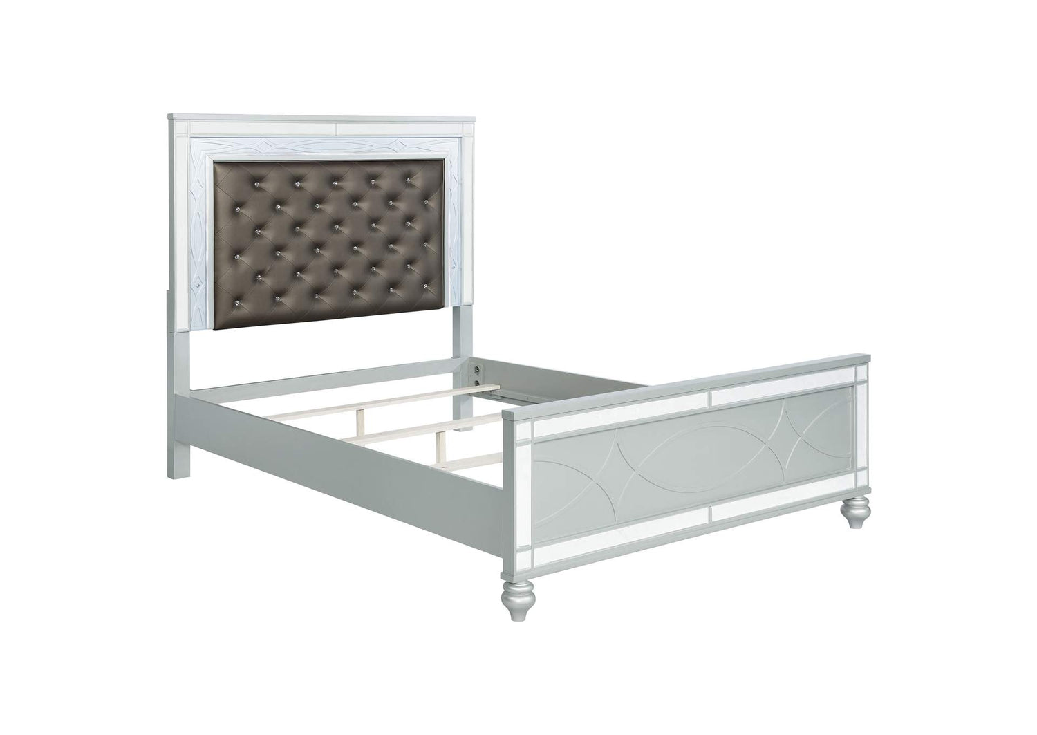 Gunnison Wood Queen LED Panel Bed Silver Metallic