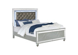 223211Q Gunnison Wood Queen LED Panel Bed Silver Metallic