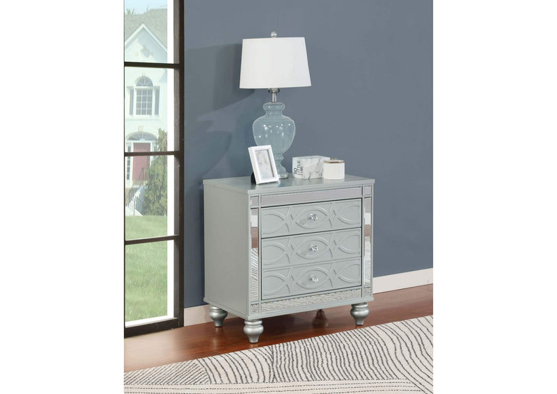 223212 Gunnison 2-drawer Nightstand Silver Metallic