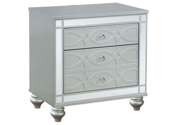 223212 Gunnison 2-drawer Nightstand Silver Metallic