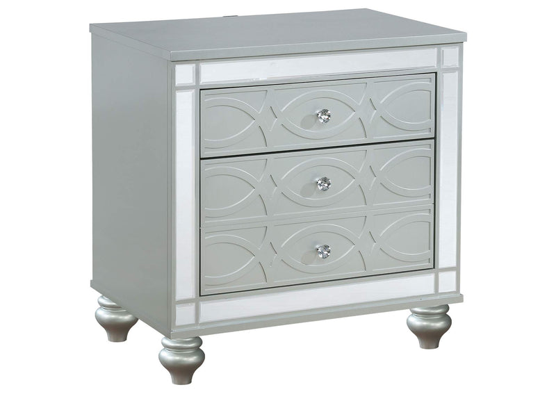 223212 Gunnison 2-drawer Nightstand Silver Metallic