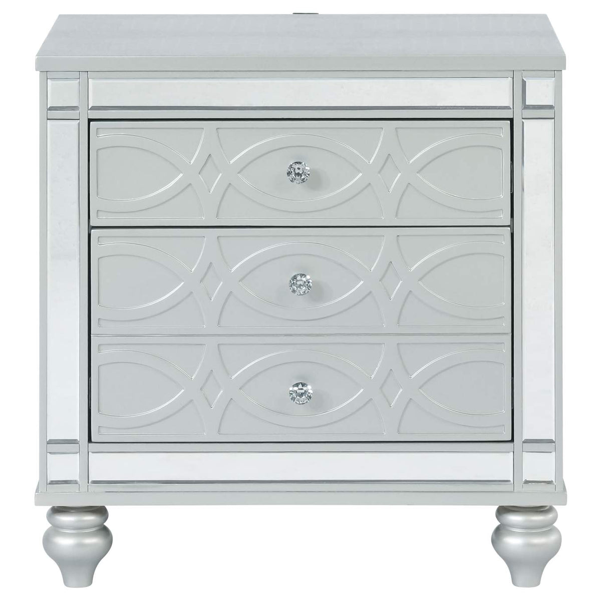 223212 Gunnison 2-drawer Nightstand Silver Metallic