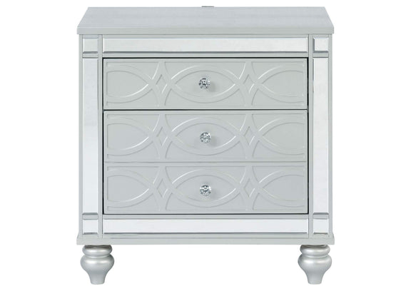 223212 Gunnison 2-drawer Nightstand Silver Metallic