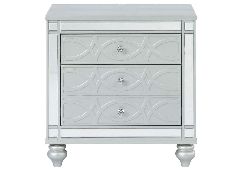 223212 Gunnison 2-drawer Nightstand Silver Metallic