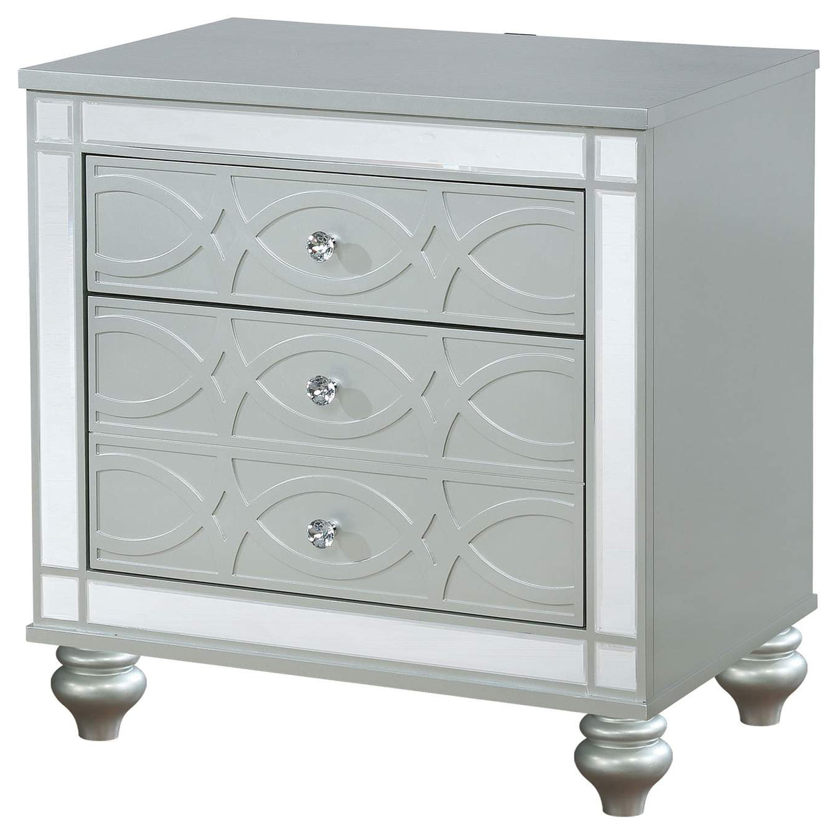 223212 Gunnison 2-drawer Nightstand Silver Metallic