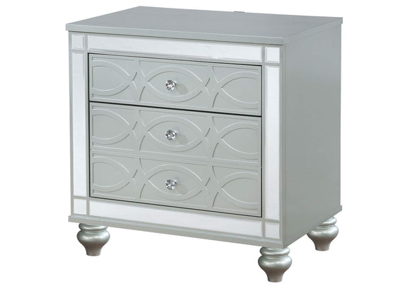 223212 Gunnison 2-drawer Nightstand Silver Metallic