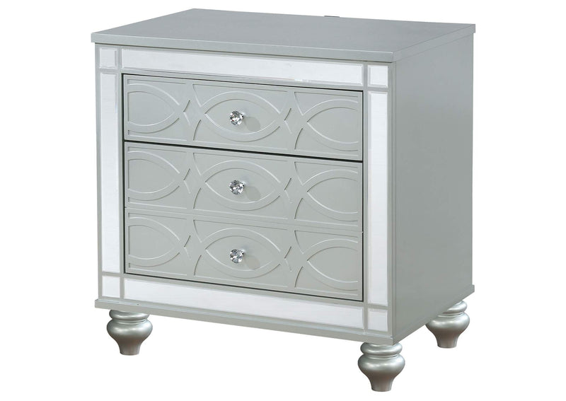 223212 Gunnison 2-drawer Nightstand Silver Metallic