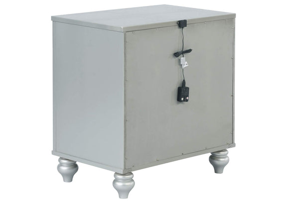 223212 Gunnison 2-drawer Nightstand Silver Metallic