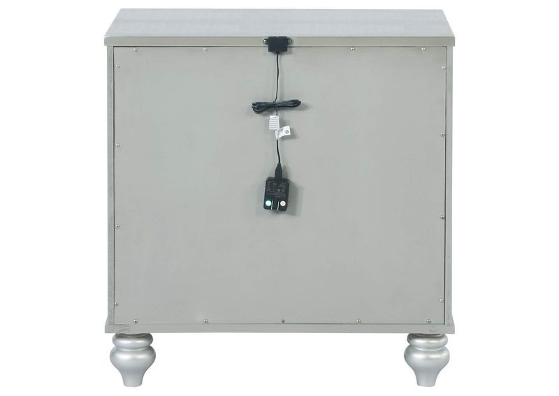 223212 Gunnison 2-drawer Nightstand Silver Metallic