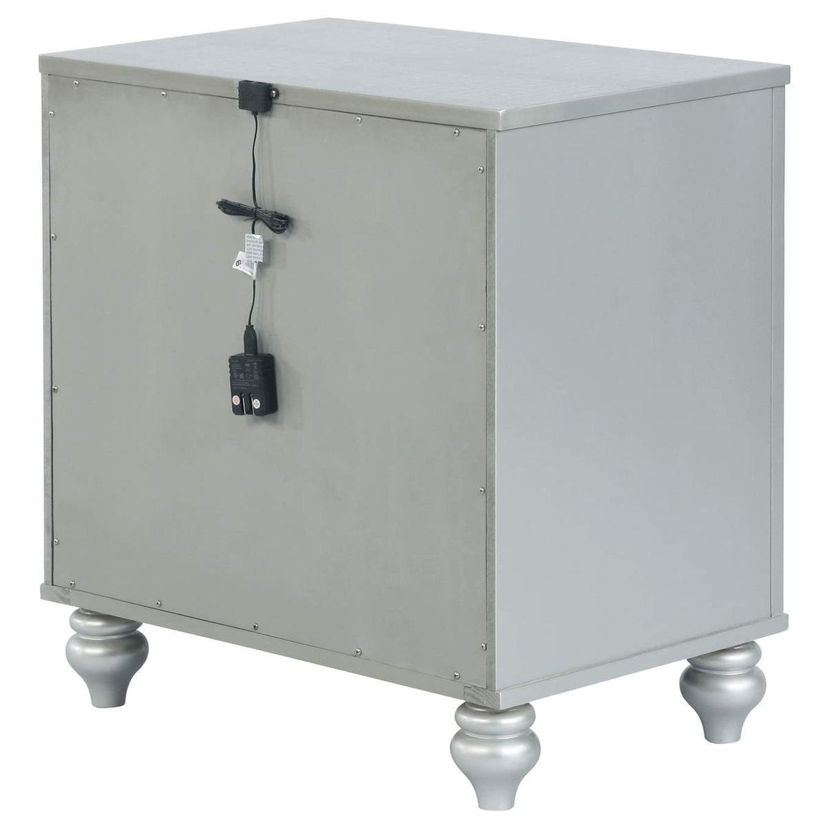 223212 Gunnison 2-drawer Nightstand Silver Metallic
