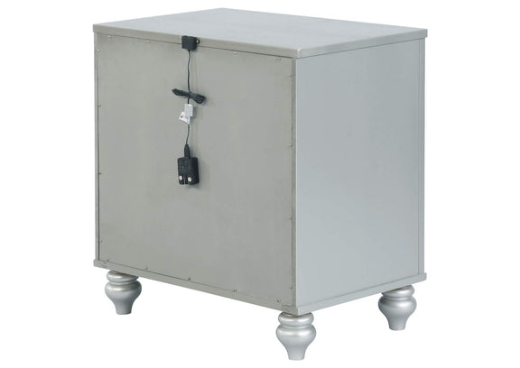 223212 Gunnison 2-drawer Nightstand Silver Metallic