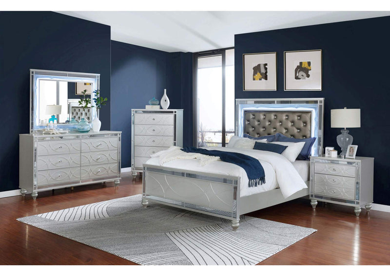 223212 Gunnison 2-drawer Nightstand Silver Metallic