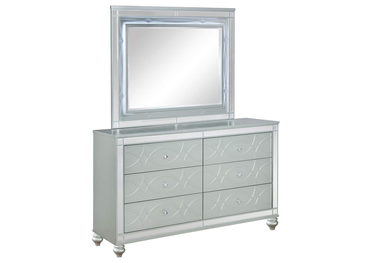 Gunnison 6-drawer Dresser with Mirror Silver Metallic
