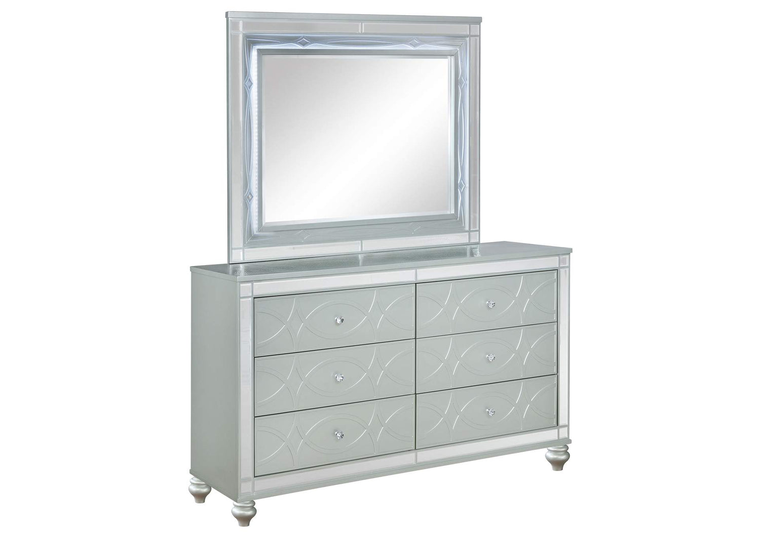 Gunnison 6-drawer Dresser with Mirror Silver Metallic