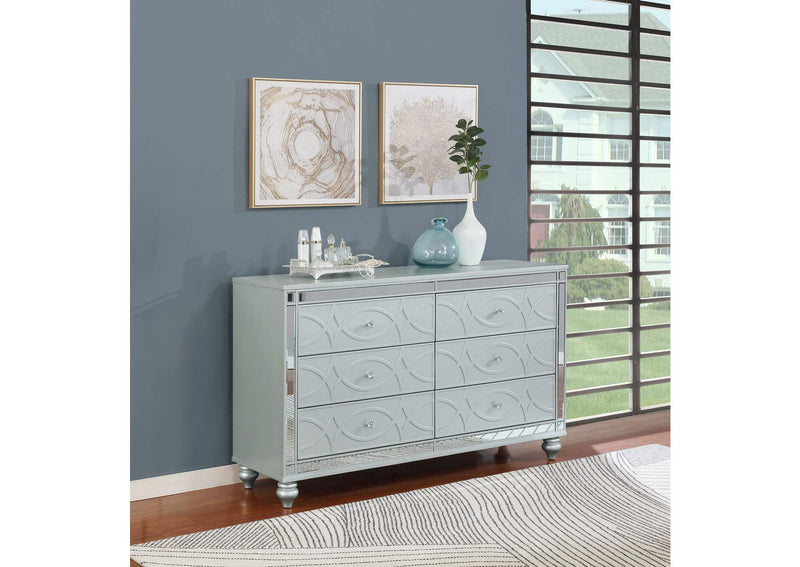 223213 Gunnison 6-drawer Dresser Silver Metallic