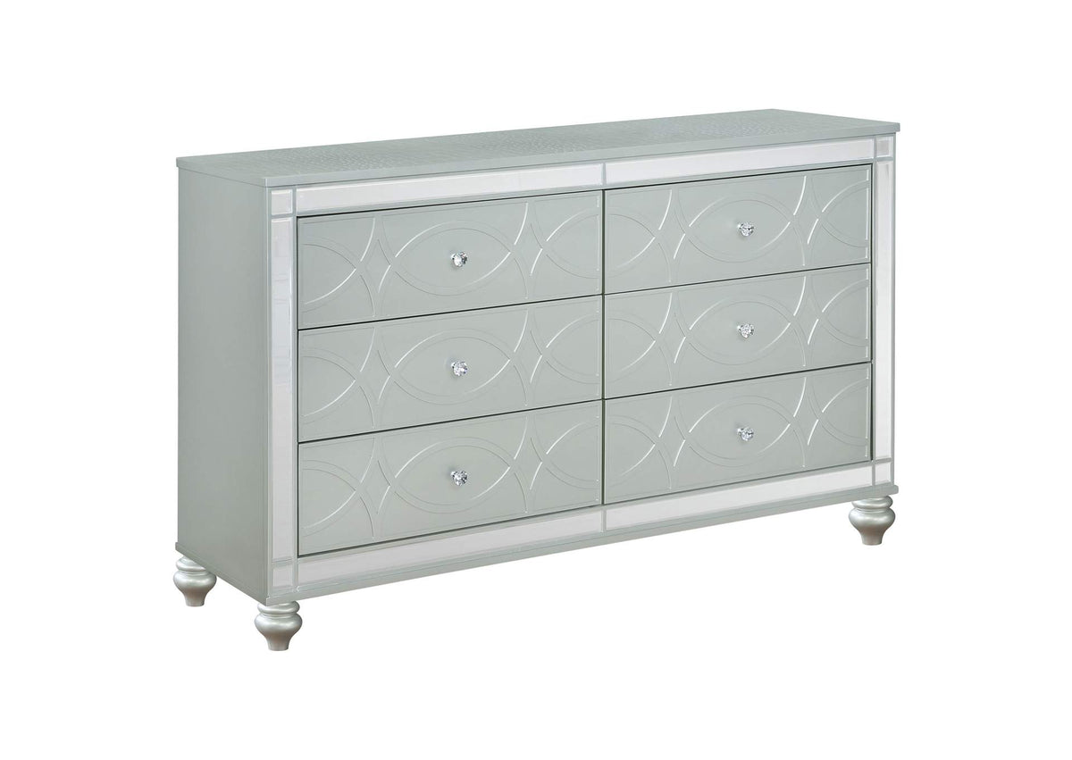 223213 Gunnison 6-drawer Dresser Silver Metallic