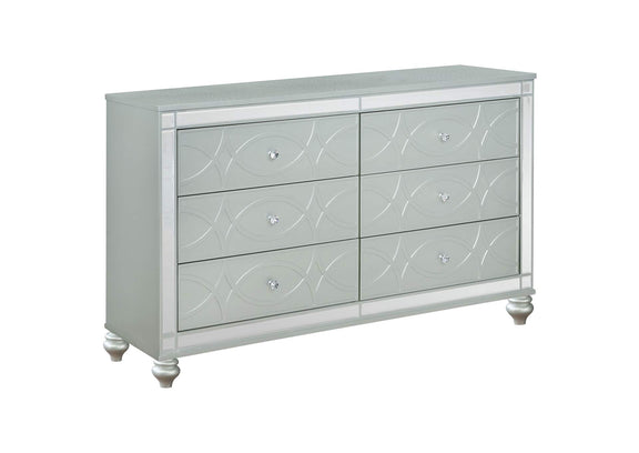 223213 Gunnison 6-drawer Dresser Silver Metallic