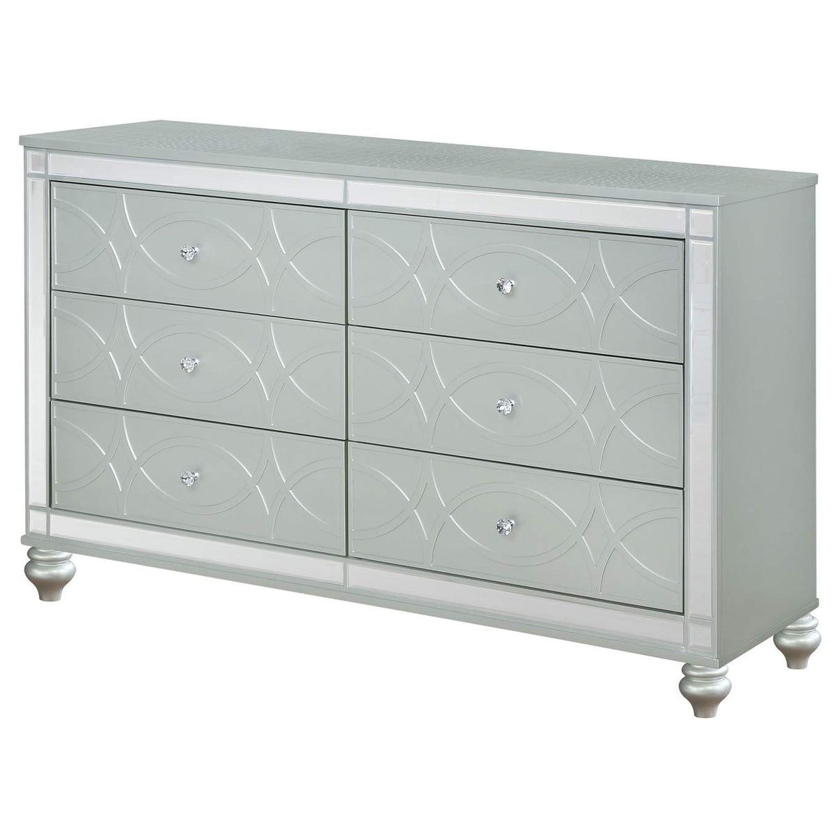 223213 Gunnison 6-drawer Dresser Silver Metallic