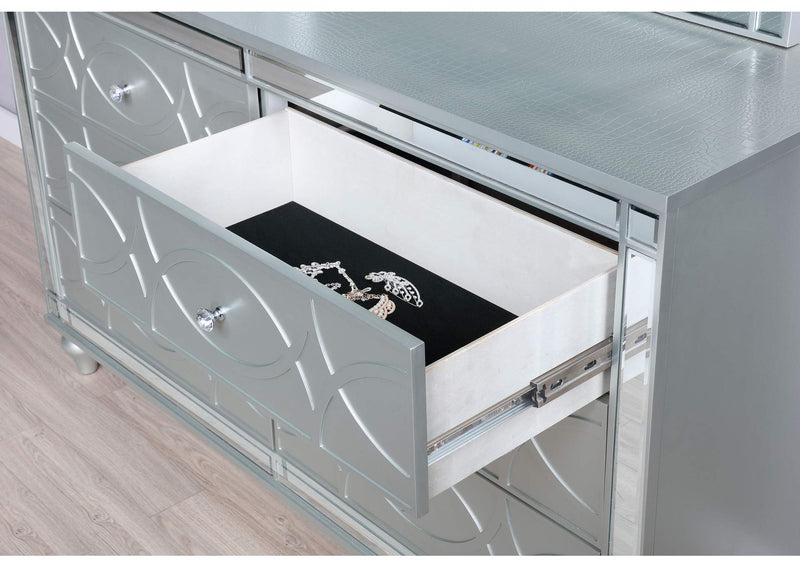 223213 Gunnison 6-drawer Dresser Silver Metallic
