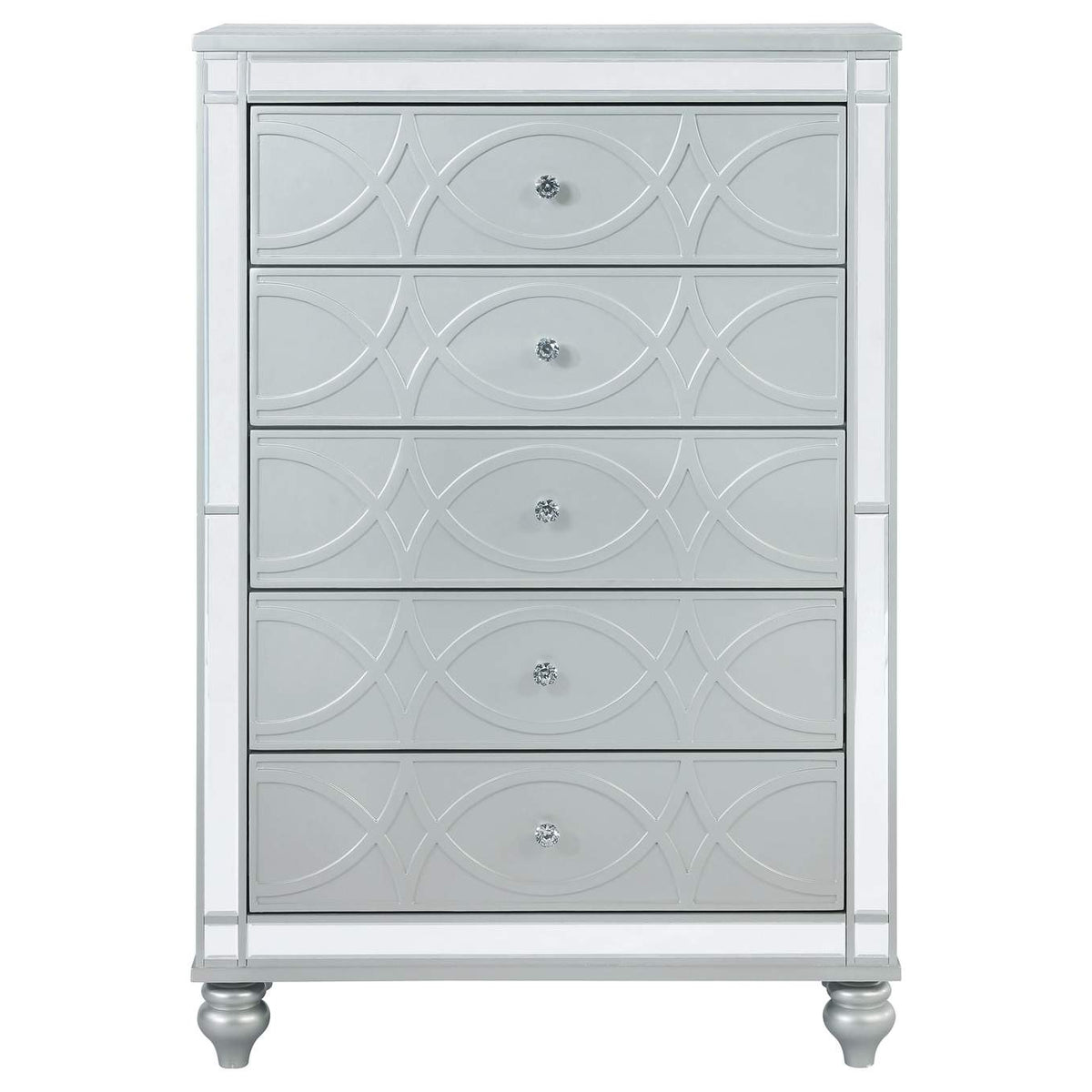 223215 Gunnison 5-drawer Bedroom Chest Silver Metallic