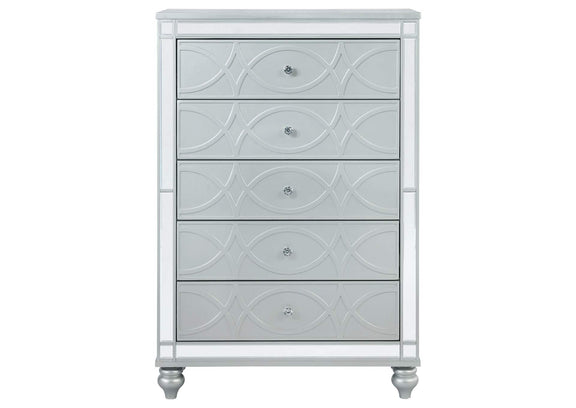 223215 Gunnison 5-drawer Bedroom Chest Silver Metallic
