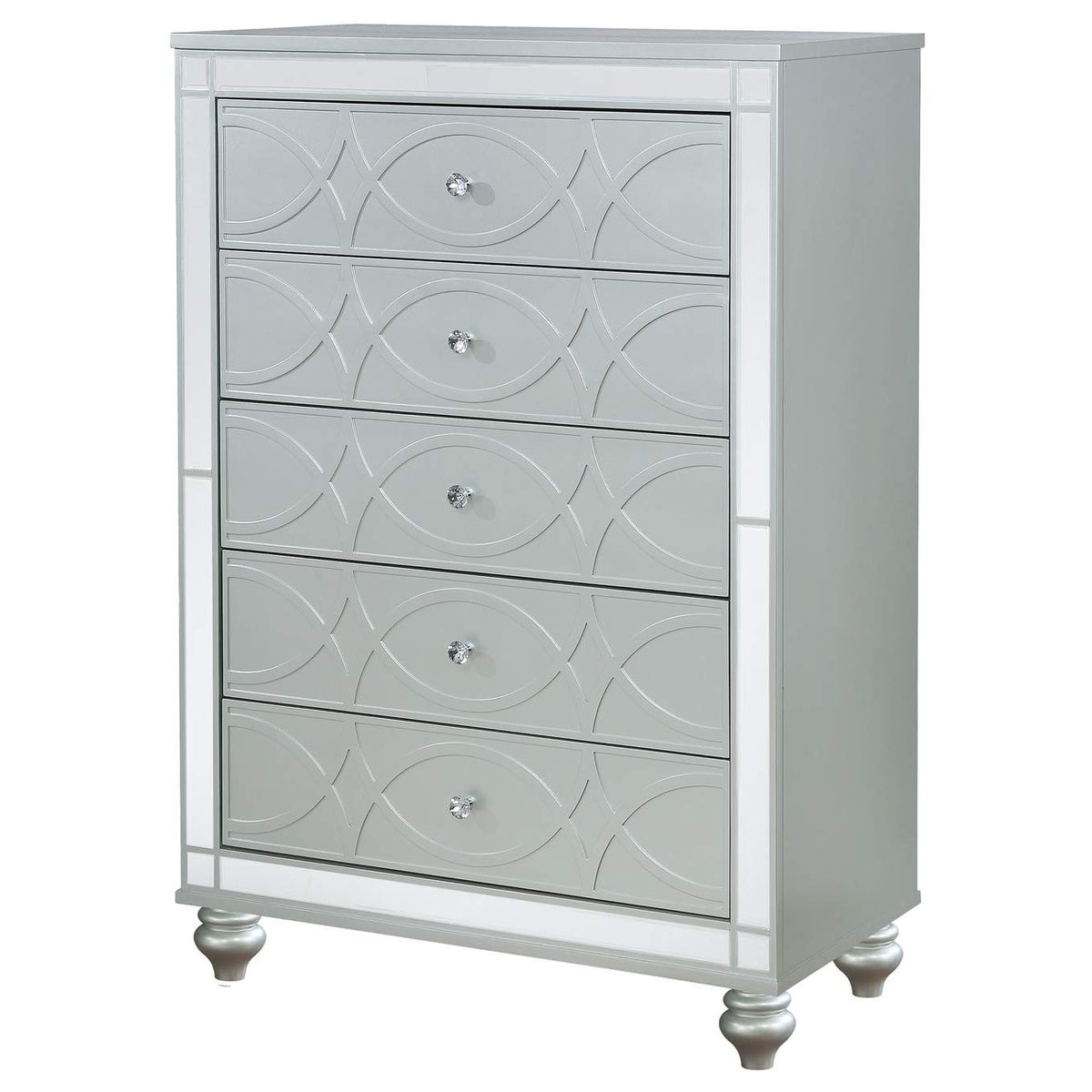 223215 Gunnison 5-drawer Bedroom Chest Silver Metallic