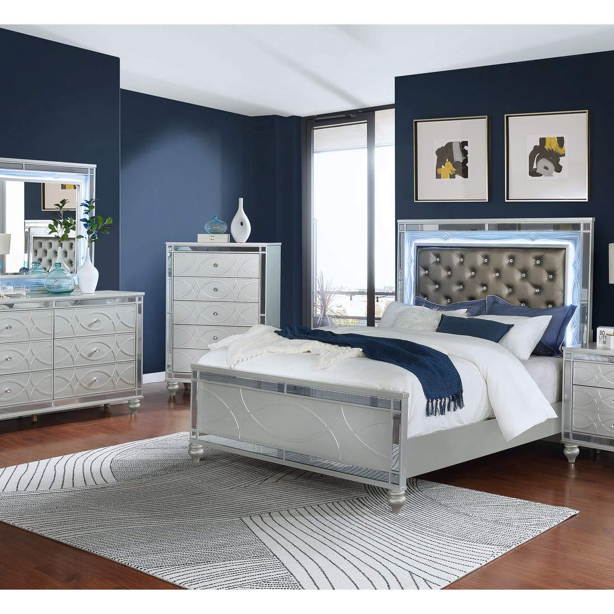 223215 Gunnison 5-drawer Bedroom Chest Silver Metallic