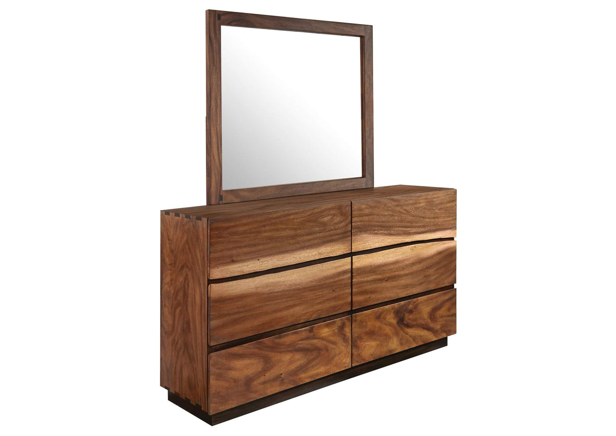 Winslow 6-drawer Dresser with Mirror Smokey Walnut