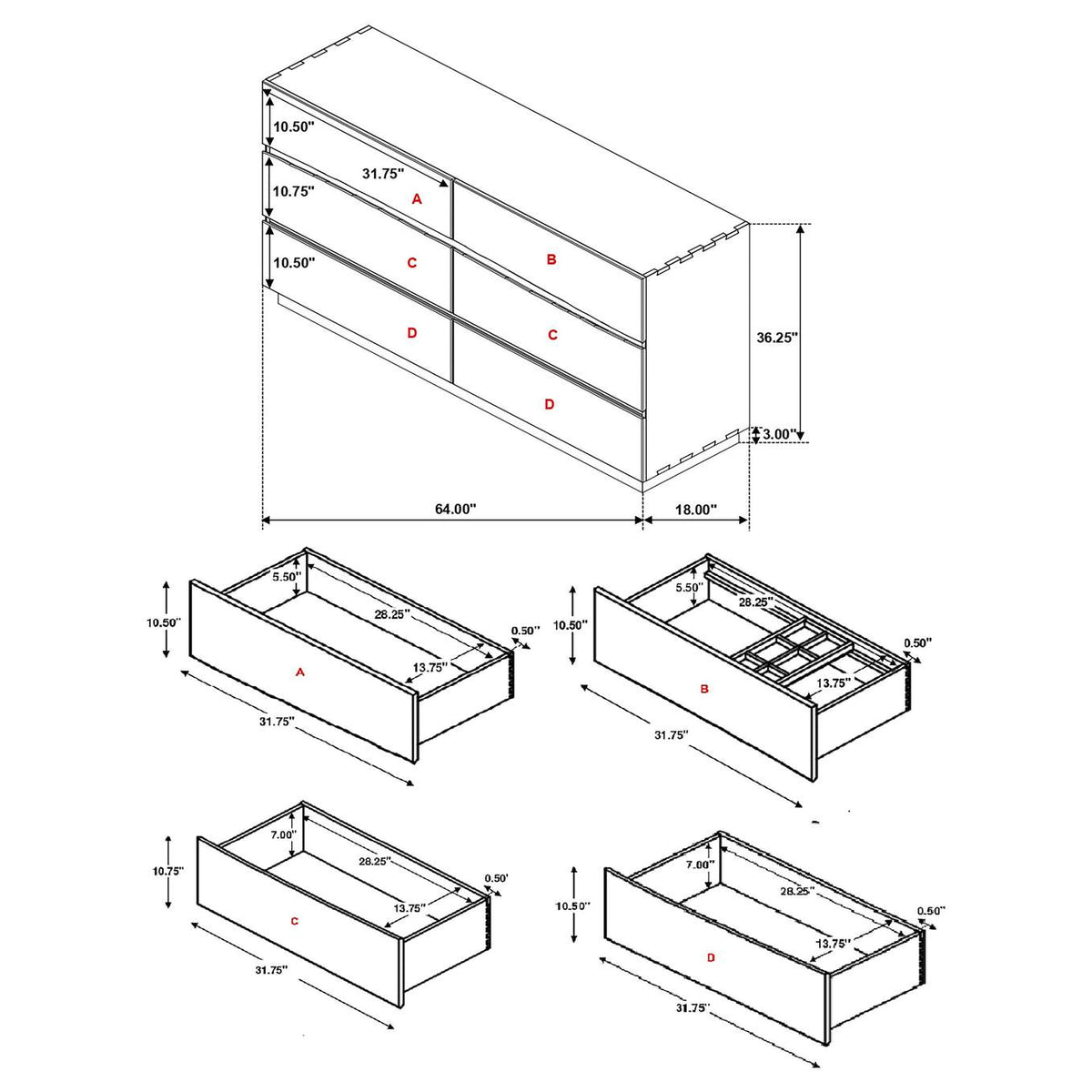 223253 Winslow 6-drawer Dresser Smokey Walnut