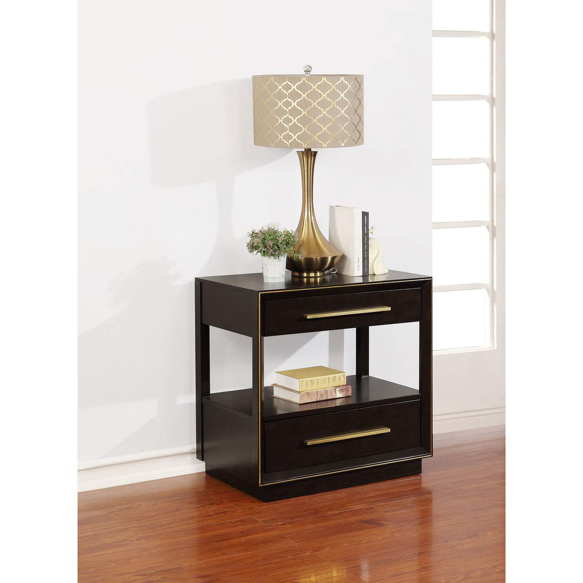 223262 Durango 2-drawer Nightstand Smoked Peppercorn