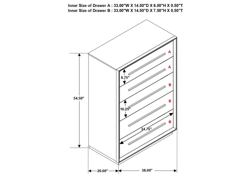 223265 Durango 5-drawer Bedroom Chest Smoked Peppercorn