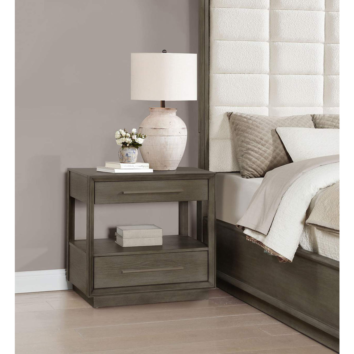 223272 Durango 2-drawer Nightstand Bedside Table Taupe Oak