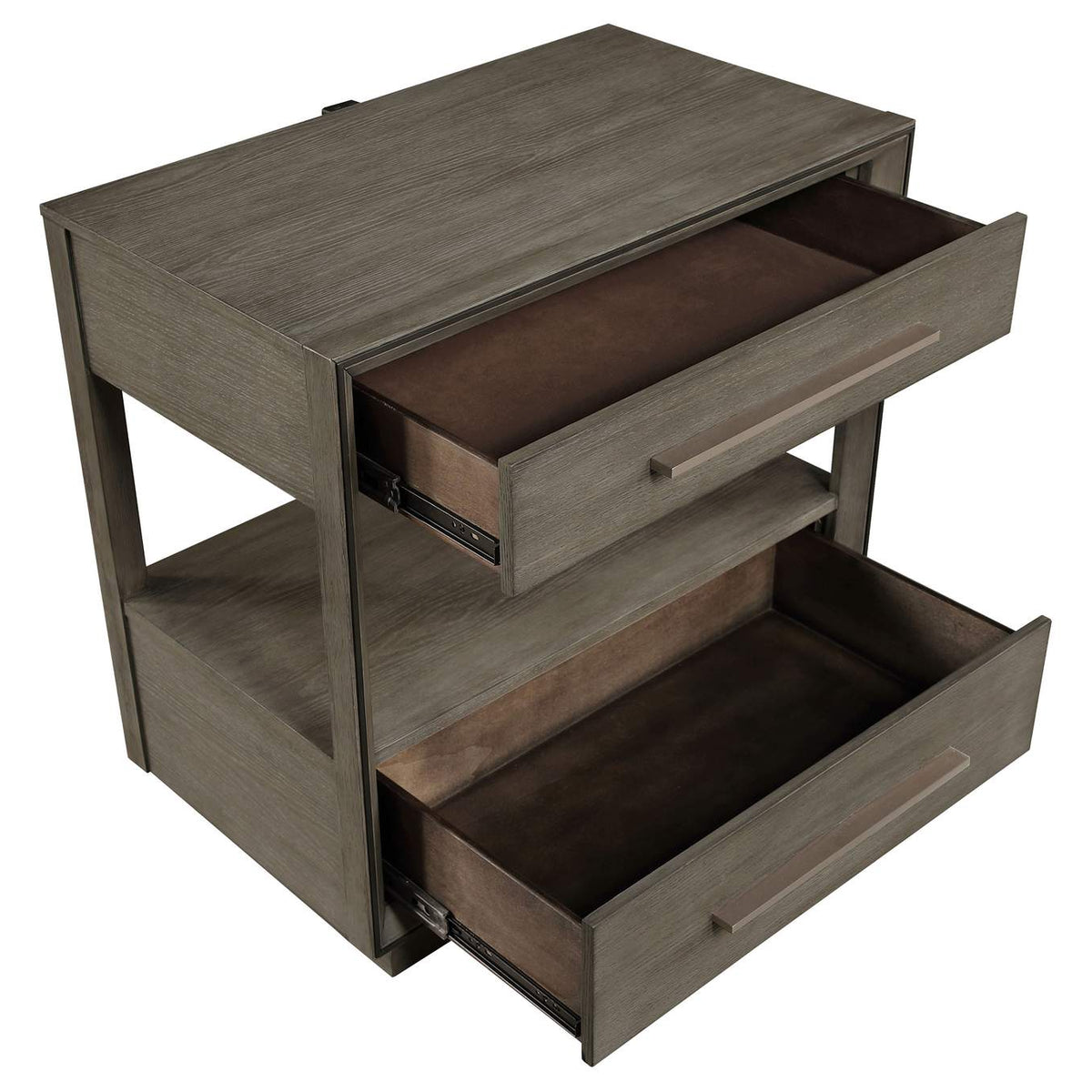 223272 Durango 2-drawer Nightstand Bedside Table Taupe Oak