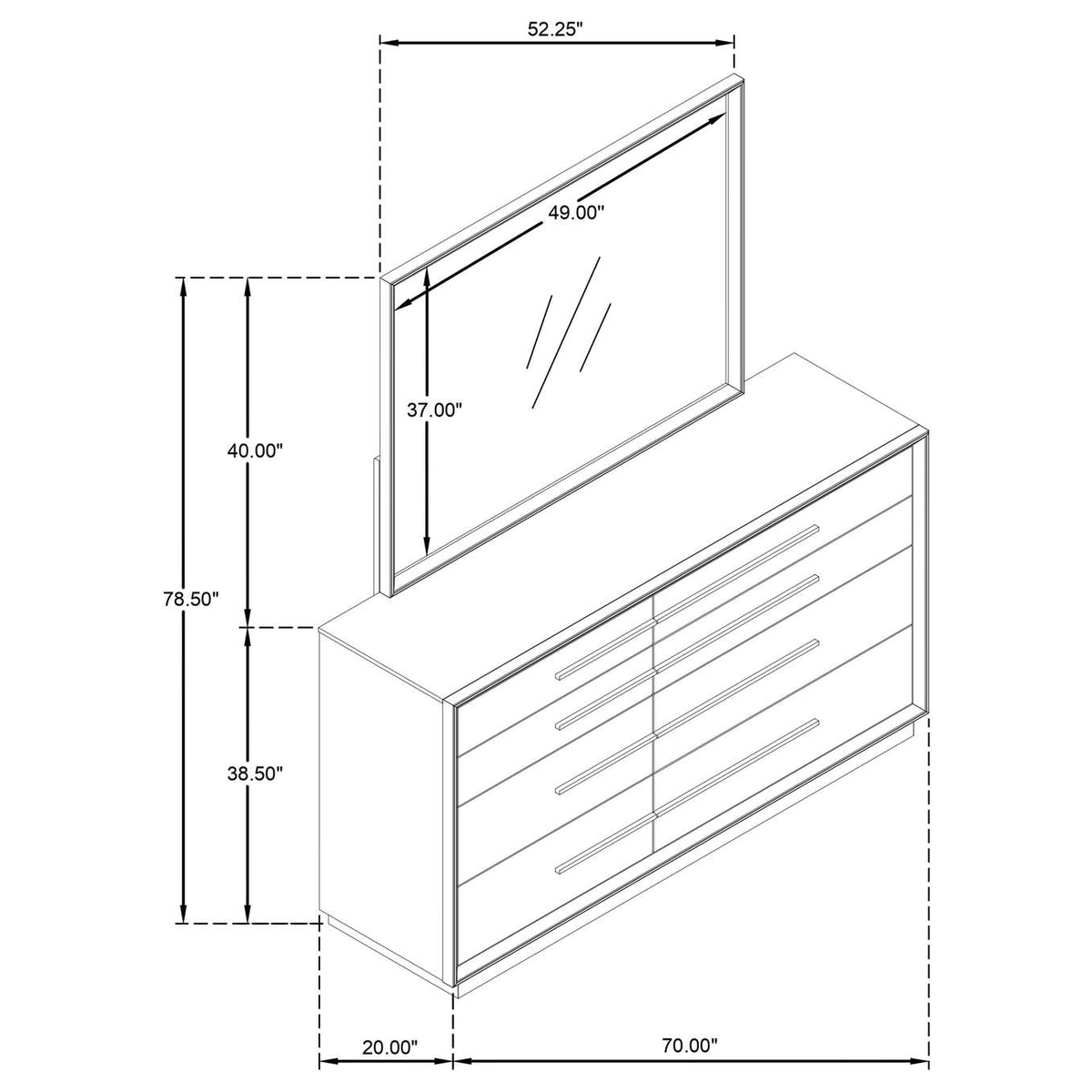 223273M Durango 8-drawer Dresser and Mirror Taupe Oak