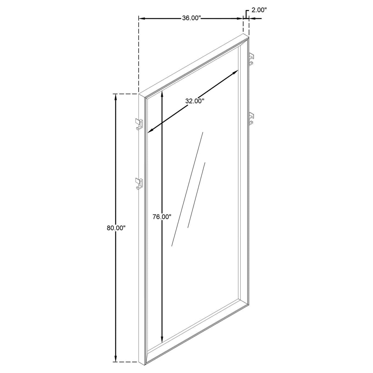 223280 Durango 80-inch Standing Floor Mirror Washed Oak