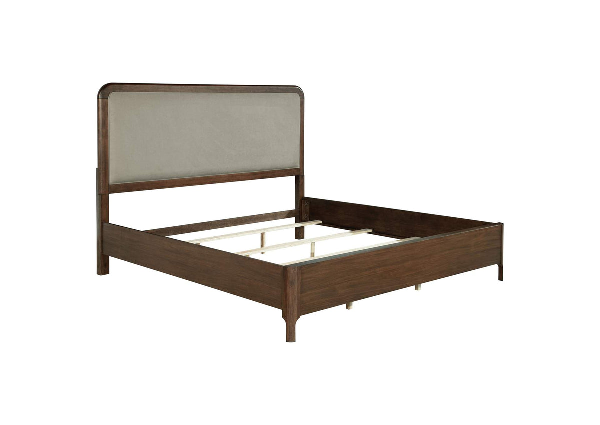 223321KE Maderia 57-inch Upholstered Eastern King Panel Bed Walnut