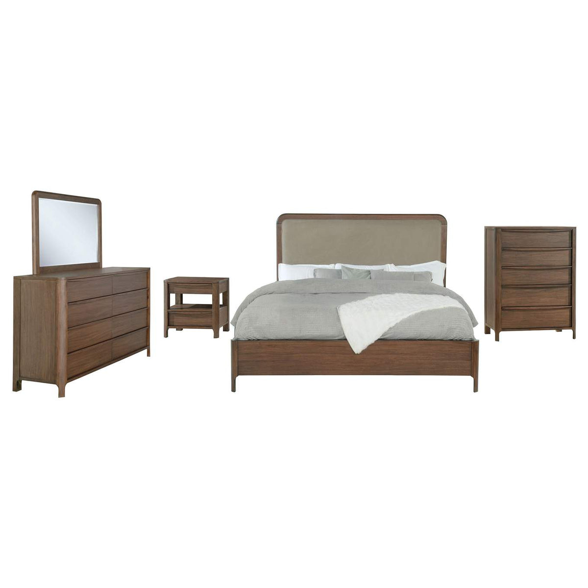 223321KW-S5 Maderia 5-piece California King Bedroom Set Walnut