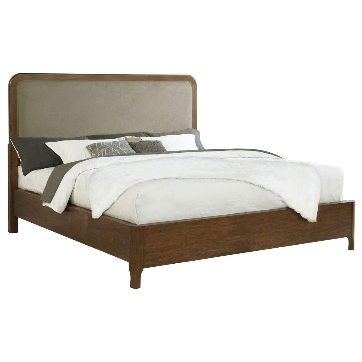 223321KW Maderia 57-inch Upholstered California King Panel Bed Walnut