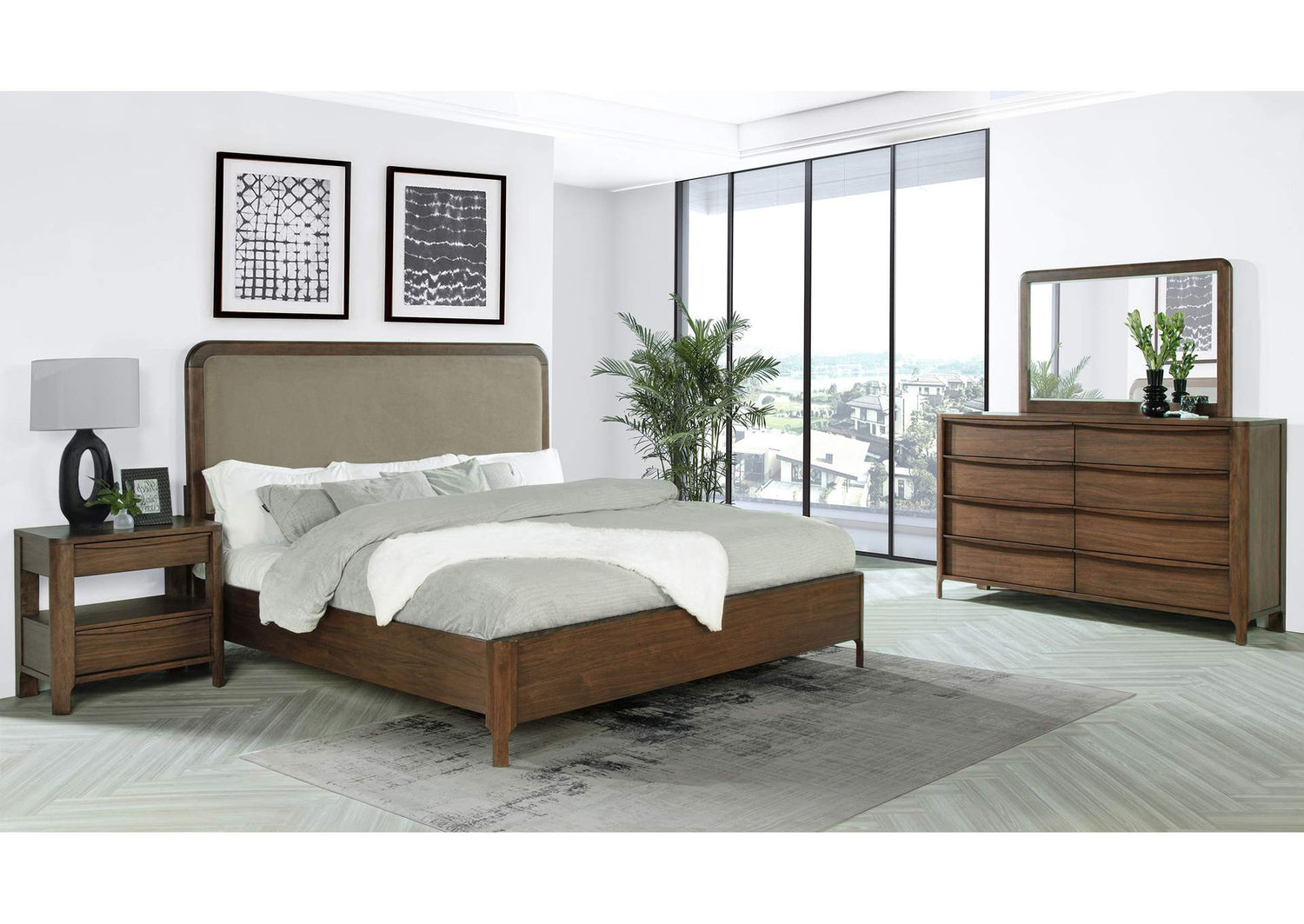 223321Q-S4 Maderia 4-piece Queen Bedroom Set Walnut