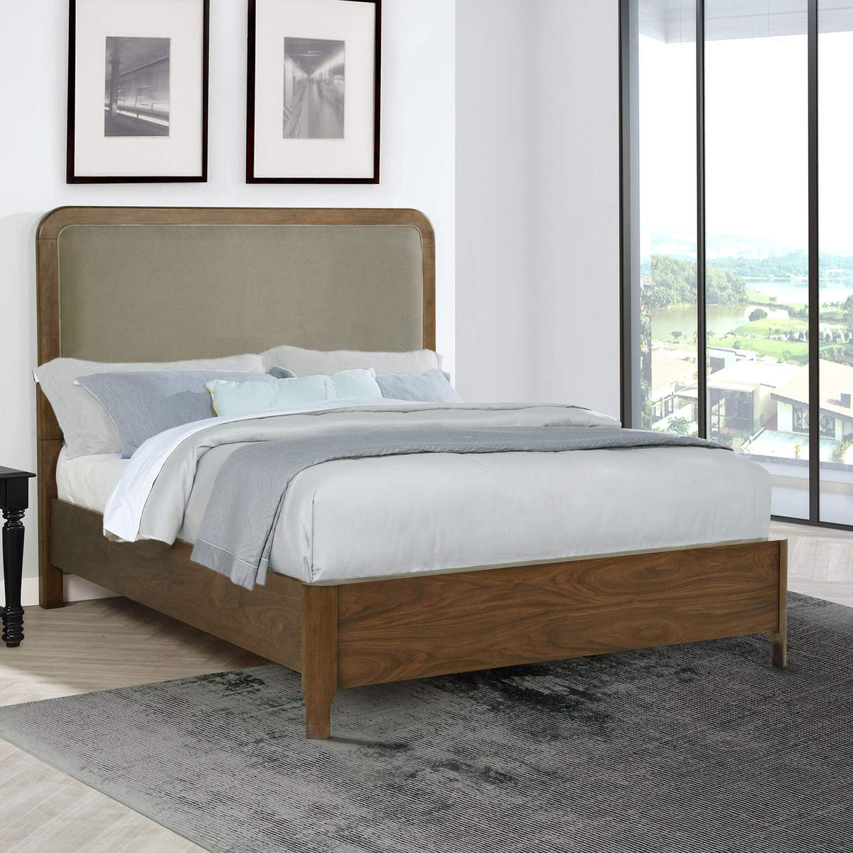 223321Q Maderia 57-inch Upholstered Queen Panel Bed Walnut