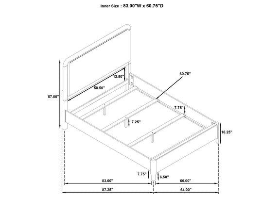 223321Q Maderia 57-inch Upholstered Queen Panel Bed Walnut