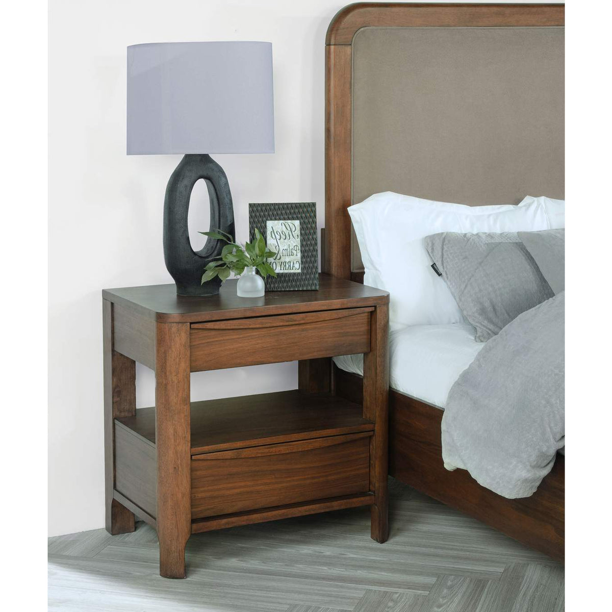 223322 Maderia 2-drawer Nightstand Bedside Table Walnut
