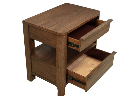 223322 Maderia 2-drawer Nightstand Bedside Table Walnut