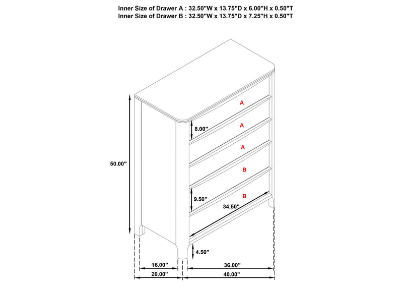 223325 Maderia 5-drawer Chest of Drawers Walnut