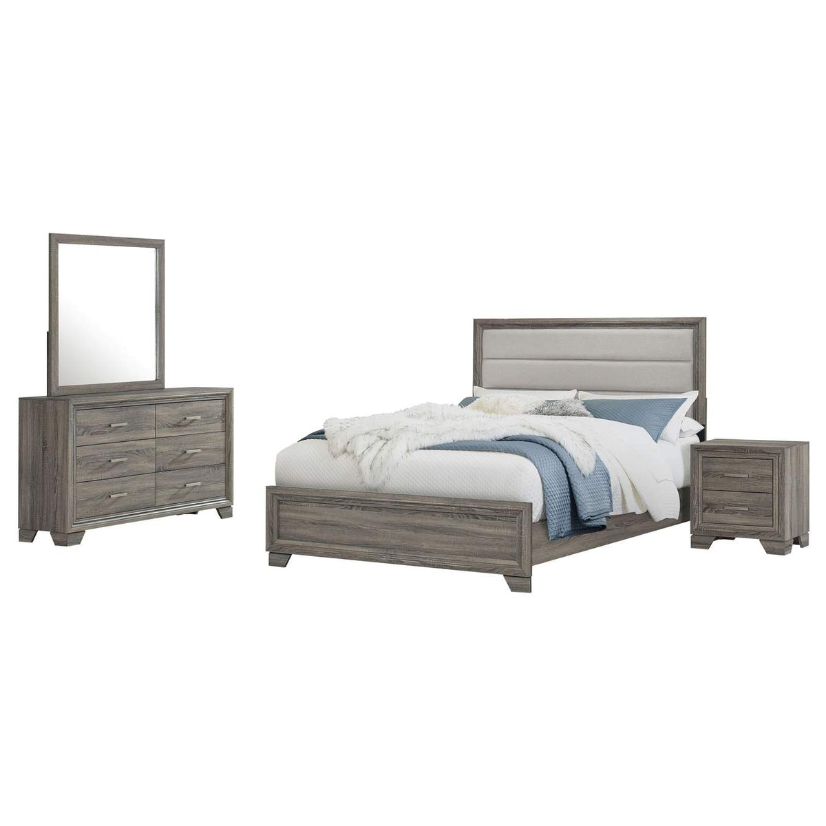 223341KE-S4 Wright 4-piece Eastern King Bedroom Set Brown Oak
