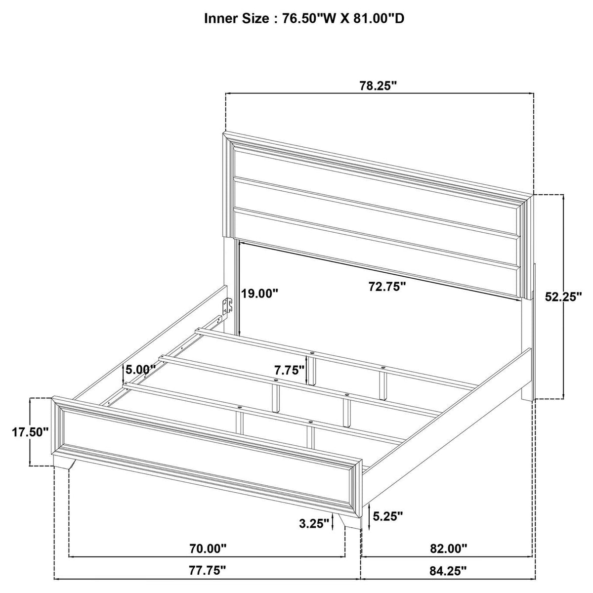 223341KE Wright 52-inch Upholstered Eastern King Bed Brown Oak