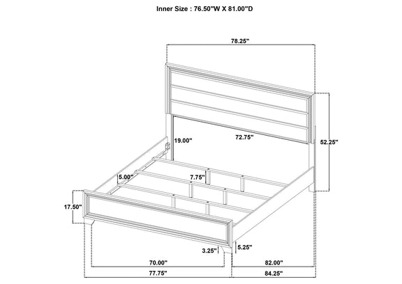 223341KE Wright 52-inch Upholstered Eastern King Bed Brown Oak