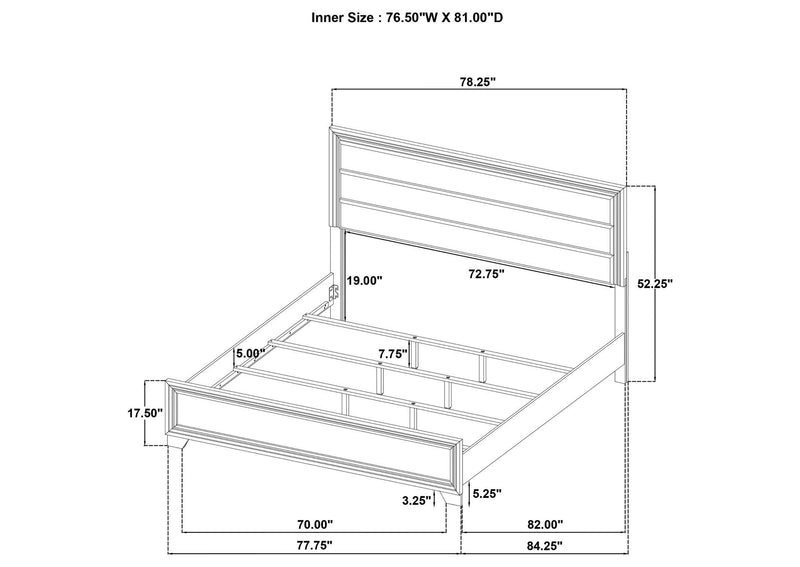 223341KE Wright 52-inch Upholstered Eastern King Bed Brown Oak