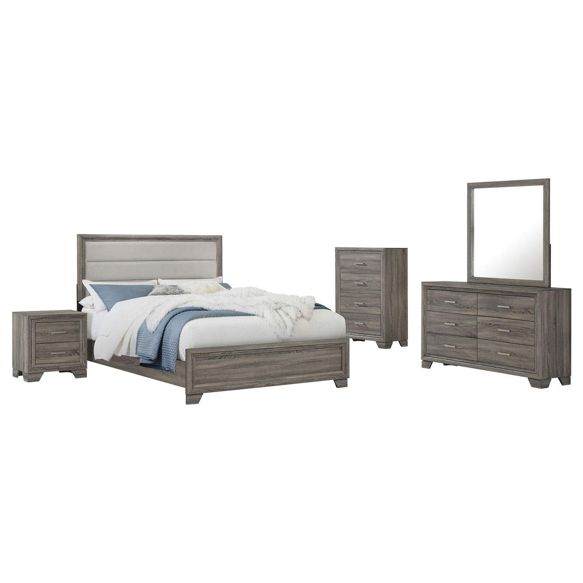 223341KW-S5 Wright 5-piece California King Bedroom Set Brown Oak