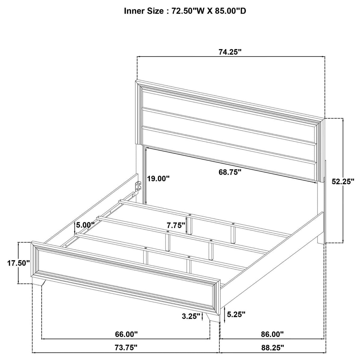 223341KW Wright 52-inch Upholstered California King Bed Brown Oak
